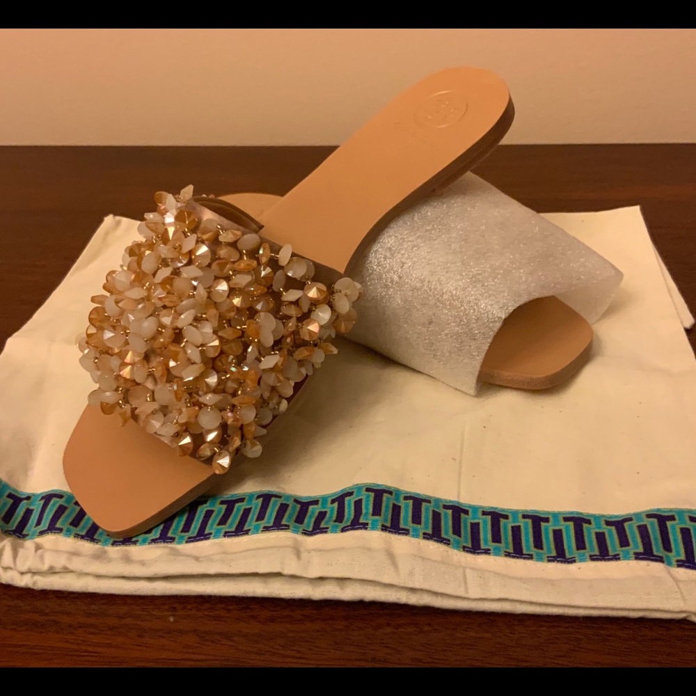 Tory Burch Logan Beaded Slides